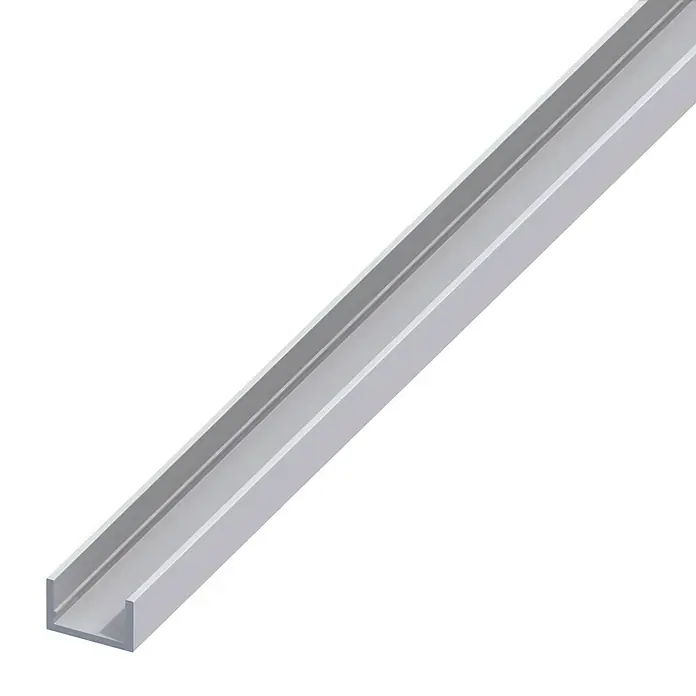 Kantoflex U-Profil - 1.000 x 13,5 x 10 mm, Stärke: 1,5 mm, Silber - Produktbild eines silberfarbenen U-Profils. Ideal für verschiedene Anwendungen, vielseitig & langlebig.