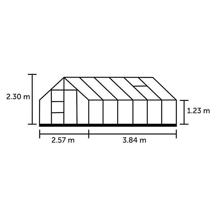 Juliana Gewächshaus Universal 128 (3,84 x 2,57 x 2,4 m, Polycarbonat, Glasstärke: 6 mm, Silbergrau)