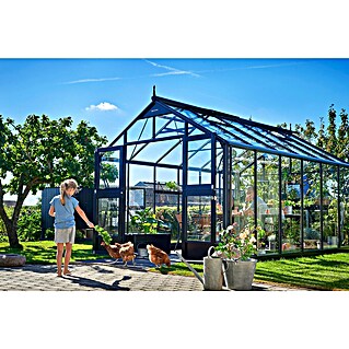 Juliana Gewächshaus Premium (Außenmaß inkl. Dachüberstand (B x T): 296 x 439 cm, Material Seitenwand: Glas, 3 mm, Anthrazit/Schwarz)