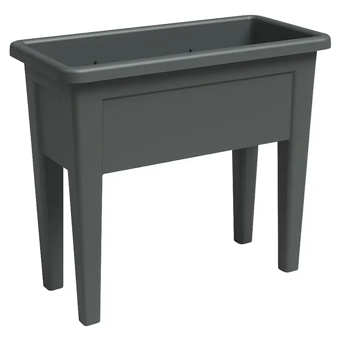 Artevasi Venezia Hochbeet - L x B x H: 80 x 39 x 69 cm, Kunststoff, Anthrazit - Ein grauer, rechteckiger Pflanzkasten mit Füßen, ideal für den Garten oder die Terrasse, bietet Platz für Blumen und Pflanzen.