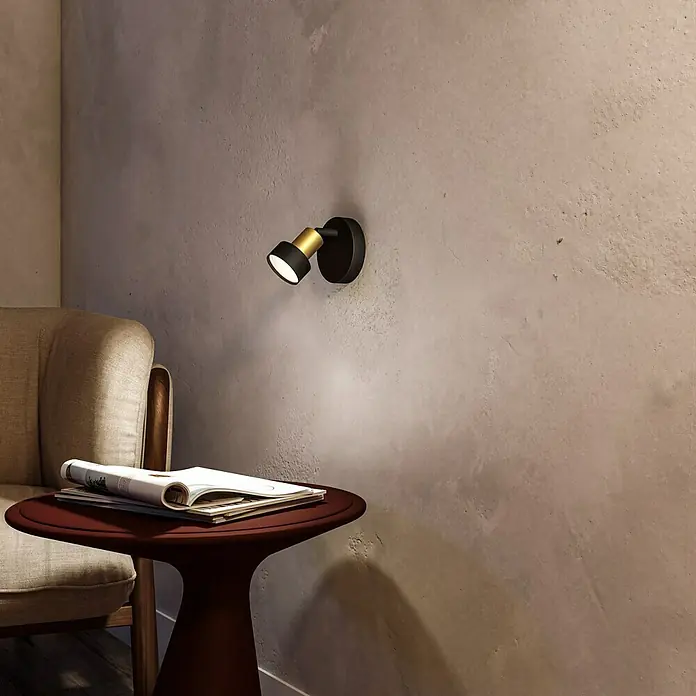 Philips Foco de pared Conduit - 5 W, 11 x 10 x 9 cm, Negro, GU10 - Elegante lámpara de pared con foco ajustable y diseño minimalista, ideal para interiores modernos y rincones de lectura acogedores.