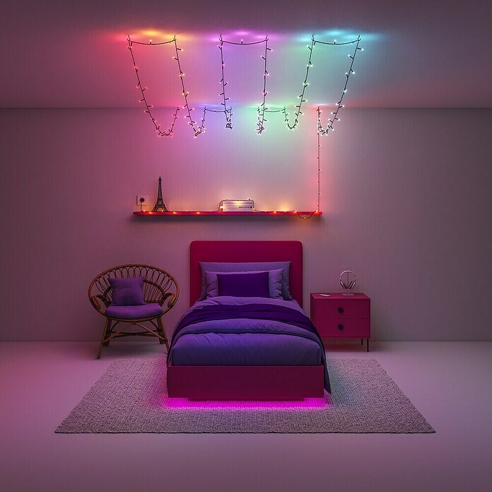 WiZ Guirnalda LED inteligente WiFi (Para interior, 20 m, Color de luz: Multicolor, 160 ud.) | BAUHAUS