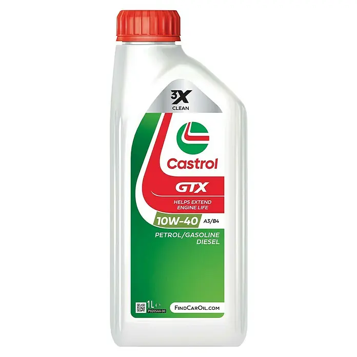 Castrol GTX Mehrbereichsöl Ultraclean - 1 l, 10W-40 - Eine Flasche Castrol GTX 10W-40 Motoröl, bekannt für seine reinigende Wirkung und die Verlängerung der Lebensdauer des Motors für Benzin- und Dieselmotoren.
