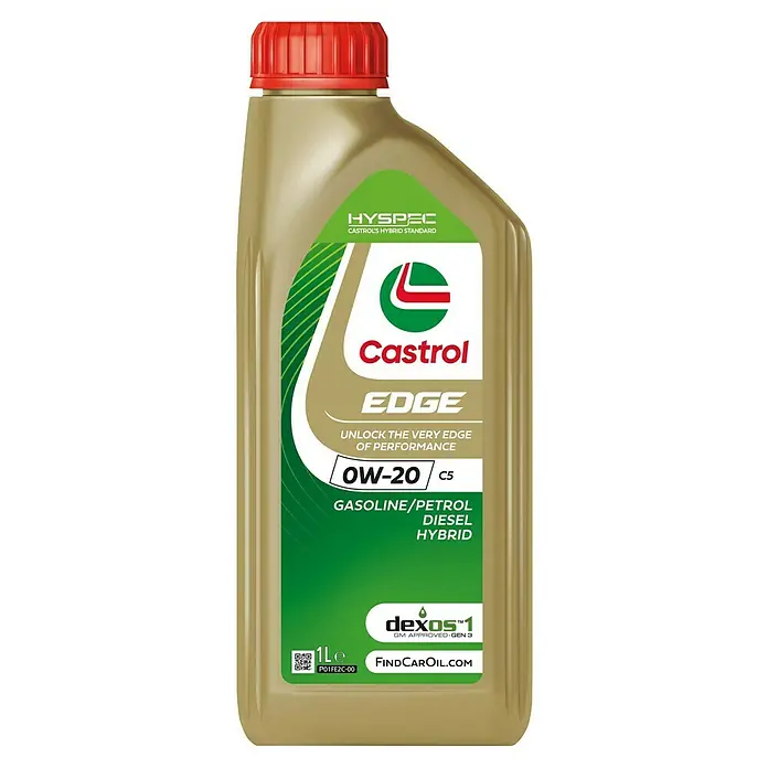 Castrol Edge Motoröl 0W-20 C5 - 0W-20, C5 - Die Castrol EDGE HYSPEC Motorölflasche für Benzin-, Diesel- und Hybridmotoren mit 0W-20 Viskosität bietet höchsten Motorschutz.