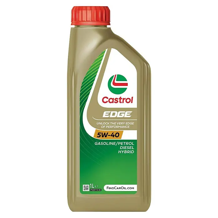 Castrol Edge Motoröl - 5W-40, C3, 1.000 ml - Abbildung einer 1-Liter-Flasche Castrol EDGE 5W-40 Motoröl, geeignet für Benzin-, Diesel- und Hybridfahrzeuge, für höchste Motorleistung.