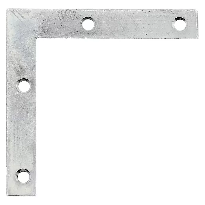 Alberts Escuadra esquinera - L x An x Al: 75 x 12 x 75 mm, Latón - Escuadra metálica en L plateada con cinco orificios para tornillos para conexiones de esquina.
