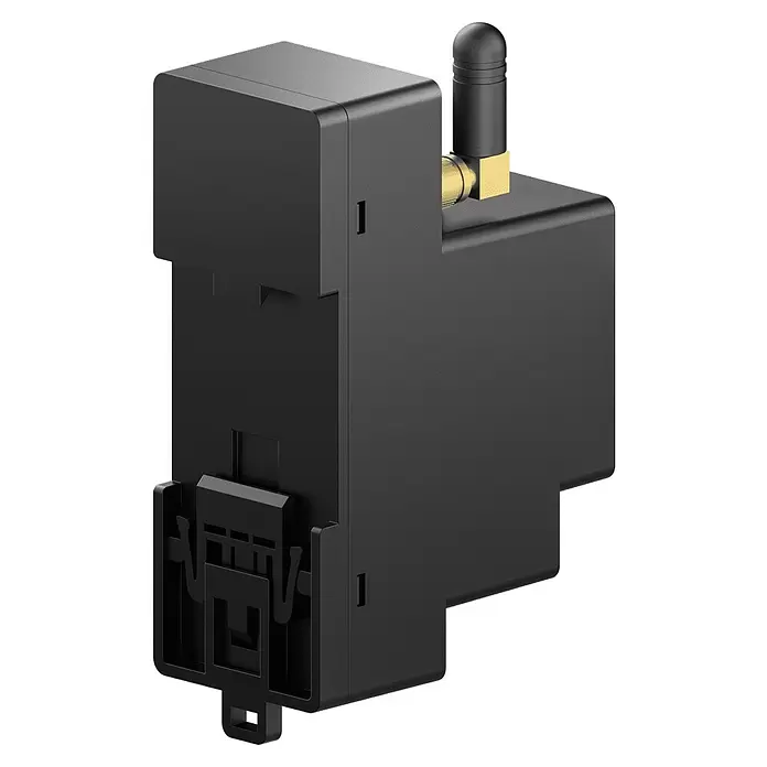 Anker Solix Zählerfeld Smart Meter für Anker Solarbank 2 Pro/Plus - 0% MwSt. - Schwarz - Schwarzes Elektronikmodul mit goldfarbenem Antennenstecker und Befestigungsclip.