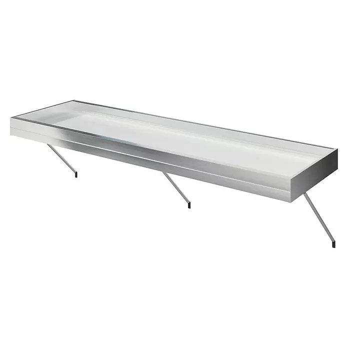 Gewächshaus-Pflanzenwanne Aptasia III - 323 x 63 x 85 cm, Pressblank, Passend für: KGT Gewächshaus Apatasia III - Lineare LED-Leuchte mit gebürstetem Metallgehäuse und abgewinkelten Beinen.