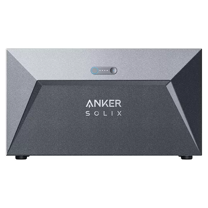 Anker Solix Solarbank E1600 Solarstromspeicher - 0% MwSt. gem. § 12 Abs. 3 UStG - Nennleistung: 1.600 W, Passend für: Balkonkraftwerke - Zweifarbig graue Anker Solix Powerstation mit strukturierter, eckiger Form und Ladestandsanzeige.