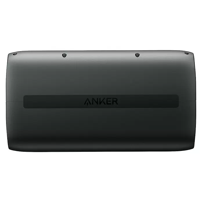Anker Solix Akku Erweiterungsakku BP2600 -  - Schwarzes, texturiertes Anker-Gerät mit abgerundeten Ecken und zentralem Logo, plus drei kleinen vertieften Elementen oben.