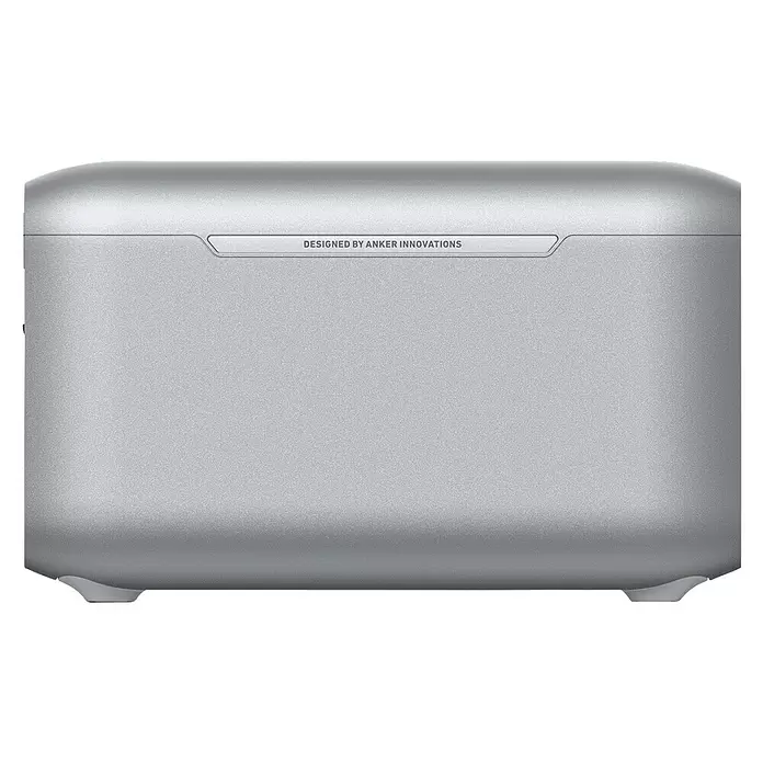 Anker Solix Akku Erweiterungsakku BP1000 - 51,2 V, 20 Ah - Strukturiertes silbergraues Rechteckgerät, 'DESIGNED BY ANKER INNOVATIONS' oben.