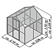 KGT Gewächshaus Galant II (Außenmaß inkl. Dachüberstand (B x T): 216 x 208 cm, Material Seitenwand: Glas, 4 mm, Anthrazit-Grau) | BAUHAUS
