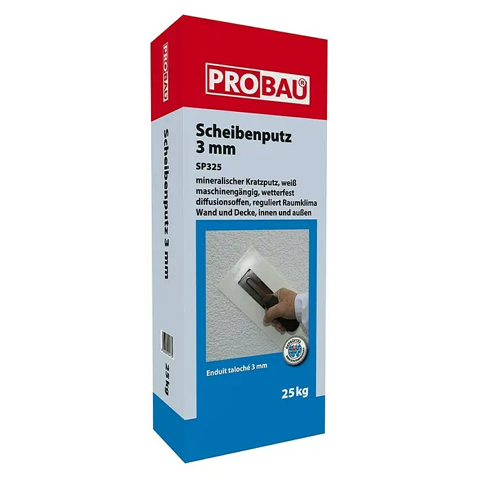 Probau Scheibenputz - Körnung: 3 mm, 25 kg - Sack Probau Scheibenputz 3 mm, mineralischer Kratzputz für Wände und Decken im Innen- und Außenbereich, 25 kg.