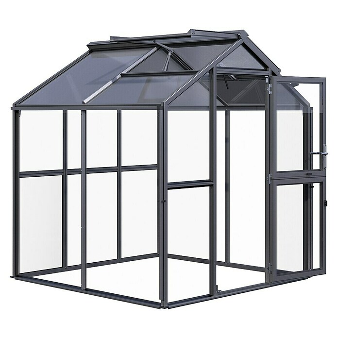 KGT Gewächshaus Galant II (Außenmaß inkl. Dachüberstand (B x T): 216 x 208 cm, Material Seitenwand: Glas, 4 mm, Anthrazit-Grau) | BAUHAUS