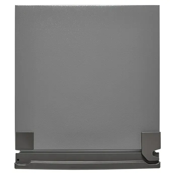 PKM Kühl-Gefrierkombination KS 218.4 S - Nutzinhalt Gesamt: 175 l, 56,2 x 49,5 x 143 cm, Silber - Nahaufnahme einer grauen Geschirrspülerfront mit Griff und Paneel, die das moderne Design und die Oberfläche des Geräts hervorhebt.