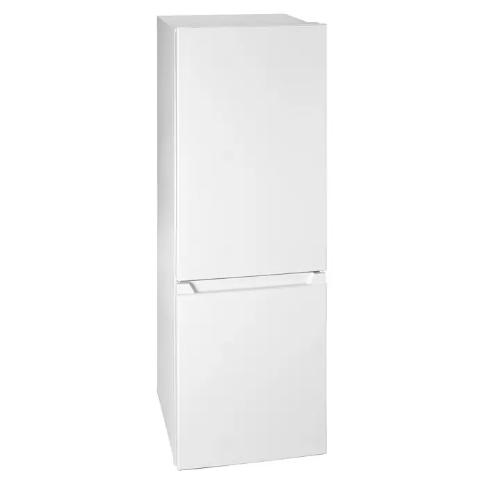 PKM Kühl-Gefrierkombination KG 218.4 W - Nutzinhalt Gesamt: 175 l, 56,2 x 49,5 x 143 cm, Weiß - Ein freistehender, weißer Kühlschrank mit Gefrierfach unten, perfekt für jede moderne Küche. Er bietet viel Stauraum für Lebensmittel.