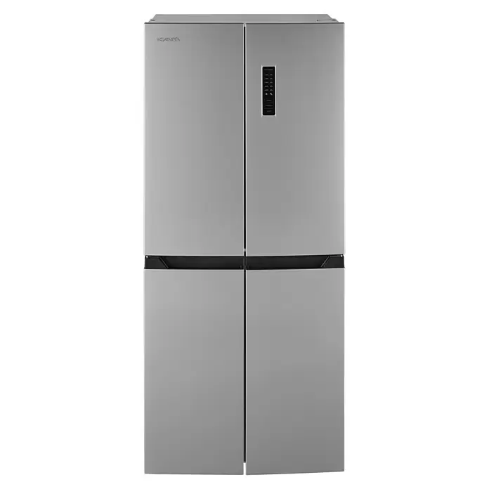 Wolkenstein Kühl-Gefrierkombination WCD362NFDEIX - Nutzinhalt Gesamt: 362 l, 62 x 79 x 180 cm, Inxo-Design - Silberner viertüriger Wolkenstein Kühlschrank mit digitaler Temperaturanzeige und integrierten schwarzen Griffen.
