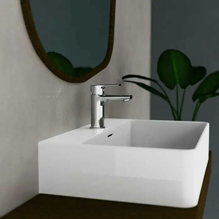 Camargue Waschtischarmatur Tessa - Chrom, Glänzend - Elegantes Waschbecken mit modernem Wasserhahn. Die klaren Linien und die glänzende Oberfläche verleihen dem Badezimmer einen stilvollen Touch.