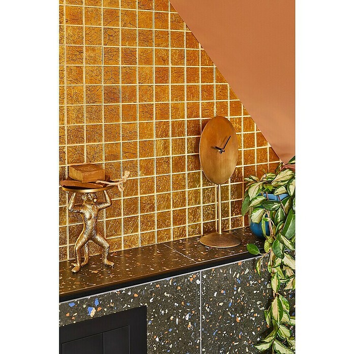 Mosaikfliese Quadrat Crystal Uni CM 4GO20 (30 x 30 cm, Gold, Glänzend)