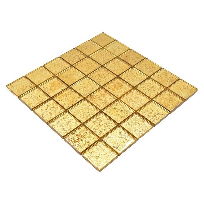 Mosaikfliese Quadrat Crystal Uni XCM 8GO25 (30 x 30 cm, Gold, Glänzend)