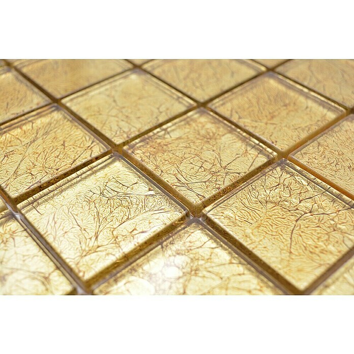 Mosaikfliese Quadrat Crystal Uni XCM 8GO25 (30 x 30 cm, Gold, Glänzend)