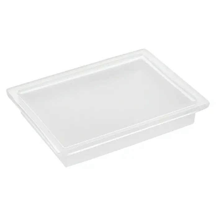 Keuco Edition 11 Ersatzglas - Kristallglas, Glänzend - Nahaufnahme einer transparenten Kunststoffbox mit Deckel, ideal zur Aufbewahrung verschiedener Gegenstände und zur Organisation im Haushalt.