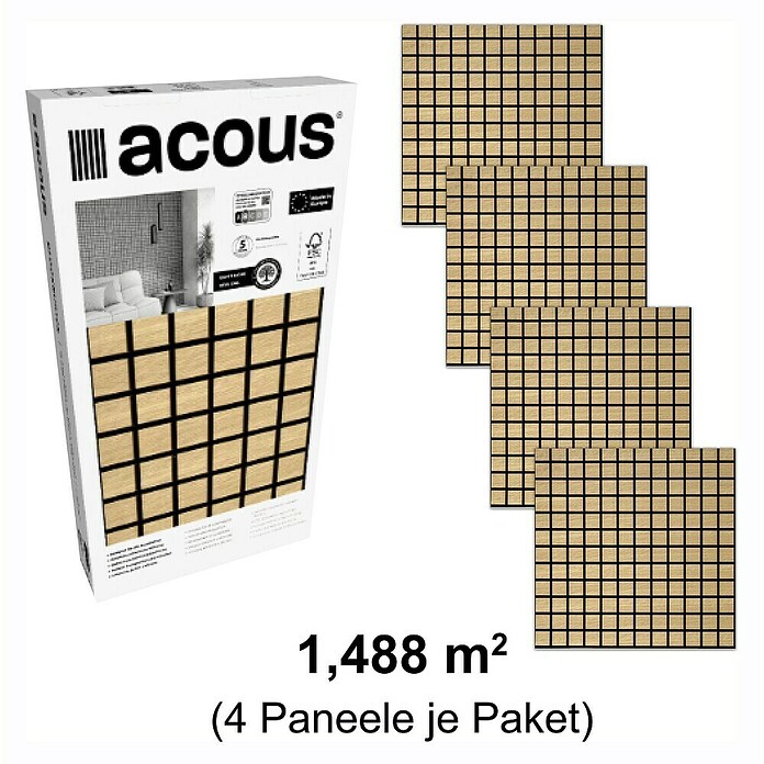 acous Akustikpaneel Blockbuster (Eiche hellbraun, 610 x 610 x 10,3 mm, 4 Stk.) | BAUHAUS