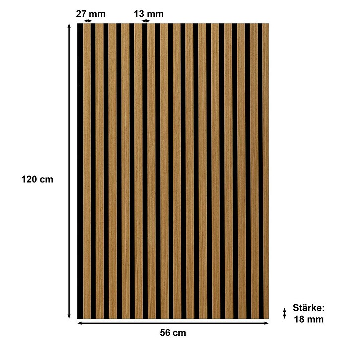 Sonido Akustikpaneel Elements (Oiled Oak, L x B x S: 1 200 x 560 x 18 mm) | BAUHAUS
