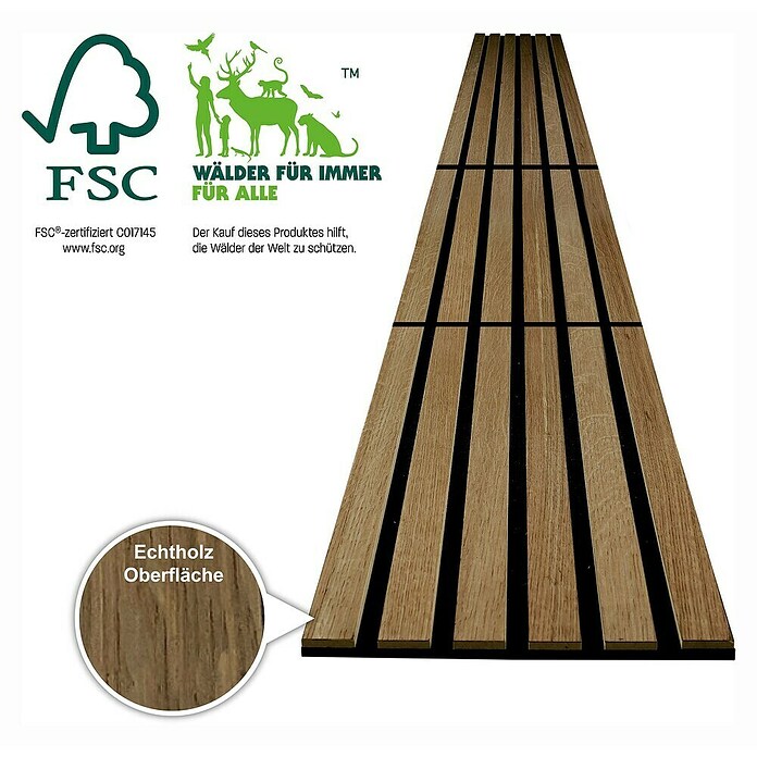 acous Akustikpaneel Compact (Eiche rustikal, L x B x S: 2 440 x 305 x 10,3 mm, 2 Stk.) | BAUHAUS