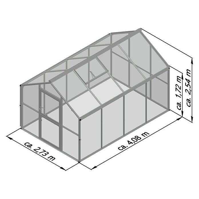 KGT Gewächshaus Novum IV (Außenmaß inkl. Dachüberstand (B x T): 273 x 408 cm, Material Seitenwand: Kunststoff, 10 mm, Tannengrün) | BAUHAUS