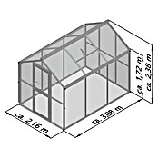 KGT Gewächshaus Galant III (Außenmaß inkl. Dachüberstand (B x T): 216 x 308 cm, Material Seitenwand: Glas, 4 mm, Anthrazit-Grau) | BAUHAUS