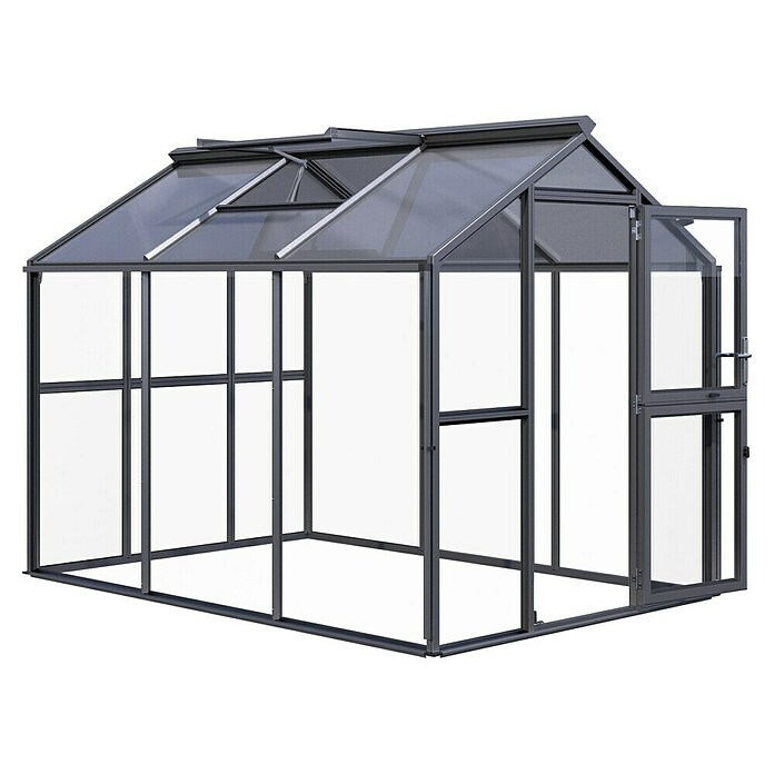KGT Gewächshaus Galant III (Außenmaß inkl. Dachüberstand (B x T): 216 x 308 cm, Material Seitenwand: Glas, 4 mm, Anthrazit-Grau) | BAUHAUS