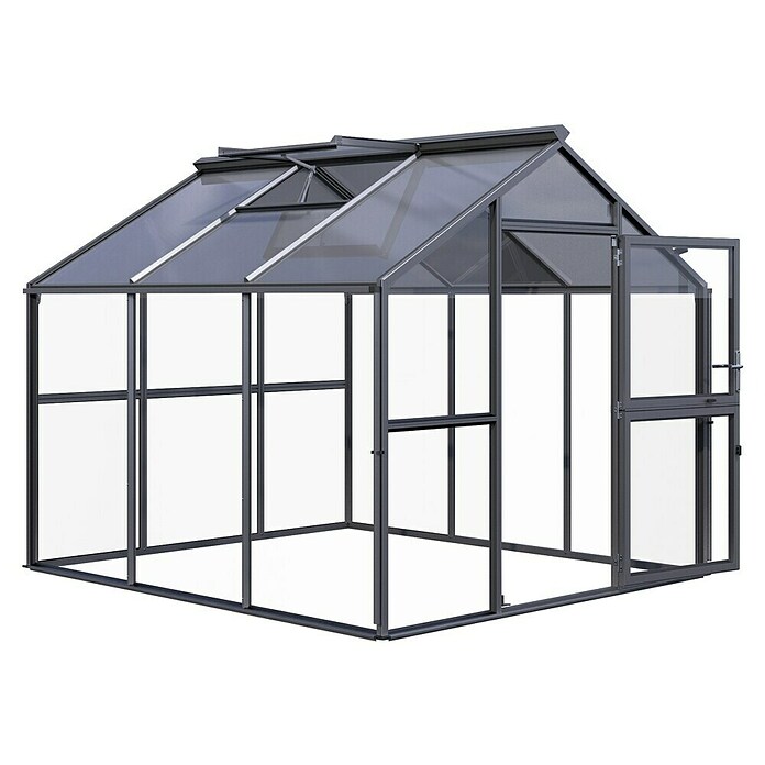 KGT Gewächshaus Novum III (Außenmaß inkl. Dachüberstand (B x T): 273 x 208 cm, Material Seitenwand: Glas, 4 mm, Anthrazit-Grau) | BAUHAUS