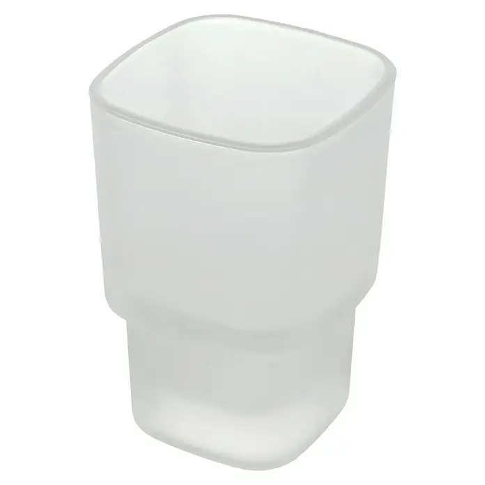 Keuco Elegance Zahnputzglas - Kristallglas, Satiniert - Einzigartiger, quadratischer, weißer Zahnputzbecher mit abgerundeten Ecken. Perfekt für jedes Badezimmer und eine stilvolle Ergänzung.