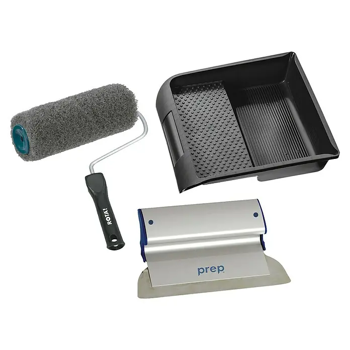 Kit de accesorios para alisado profesional - Acero - Set de pintura con rodillo, bandeja y espátula para renovaciones y preparación de superficies, ideal para todo tipo de trabajos de pintura.