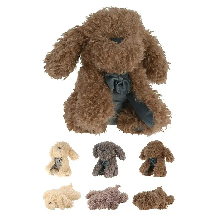 Tope de puerta Perro surtido - 1 ud., Surtido - Peluche suave de perro con lazo. Disponible en varios colores y diseños.