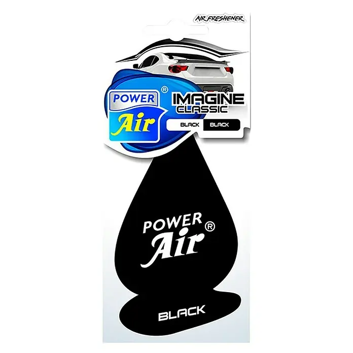 Ambientador de coche Imagine - Black, Negro, 8 sem. - Ambientador coche Power Air "Imagine Classic Black" con diseño deportivo, asegura una fragancia agradable en el interior del vehículo.