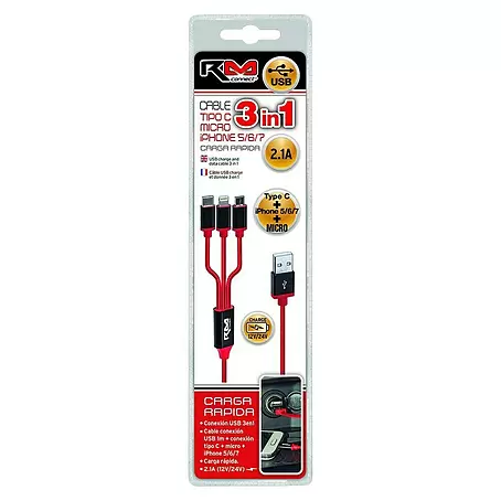 Rolmovil  Cable USB triple
