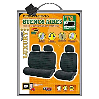 Rolmovil Funda para asientos de coche Buenos Aires (Negro/Gris, Poliéster, Específico para: Volkswagen T6, 2 ud.)