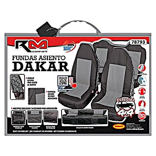 Rolmovil Confort Funda para asientos de coche Dakar (Negro/Gris, Poliéster, Apto para: Todos los asientos)