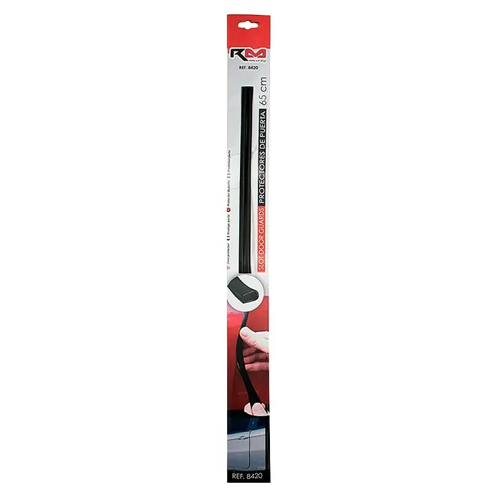Rolmovil Perfil protector - Largo: 65 cm, Negro, 2 ud. - Imagen de un protector de puerta de ranura RM de 65 cm. El producto protege las puertas del coche de daños.