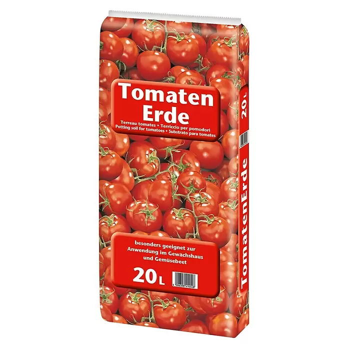 Floragard Tomaten- & Gemüseerde - 20 l - Roter 20L Sack Tomatenerde mit Tomatenmotiv, geeignet für Gewächshaus und Gemüsebeet.