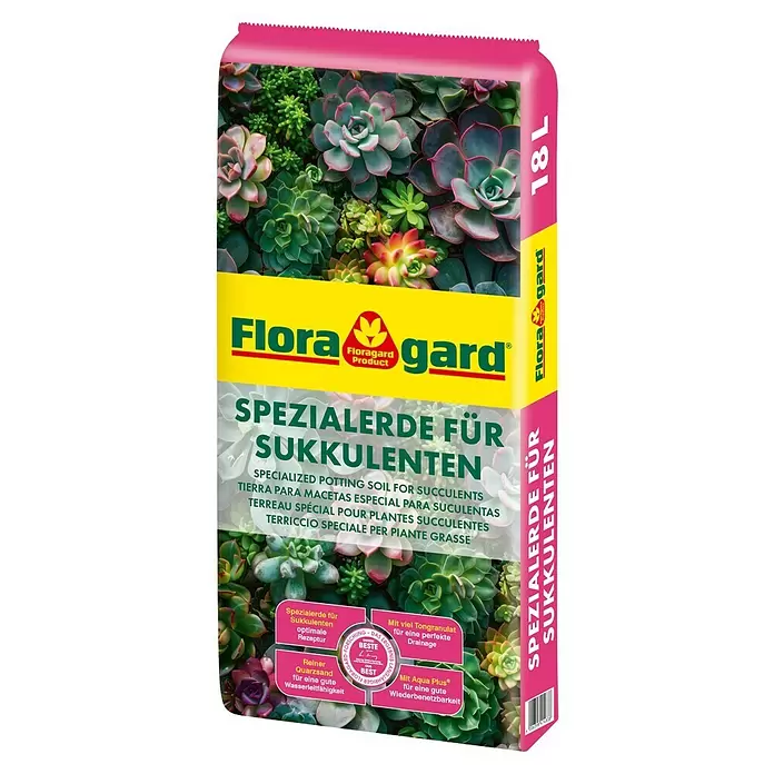 Floragard Spezialerde für Sukkulenten - 18 l - Floragard 18L Beutel rosa-gelber Spezialerde für Sukkulenten.