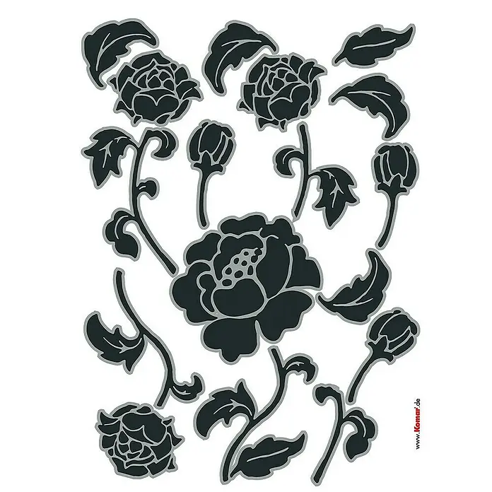 Komar Dekosticker Tiffany - Tiffany, 50 x 70 cm, Schwarz - Schablone mit Blumenmotiven zum Basteln und Dekorieren. Ideal für Scrapbooking und Kartenherstellung.