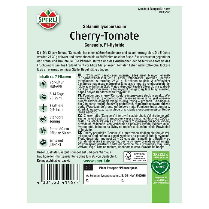 Sperli Gemüsesamen Cherry-Tomate Consuela (Solanum lycopersicum 'Consuela') | BAUHAUS