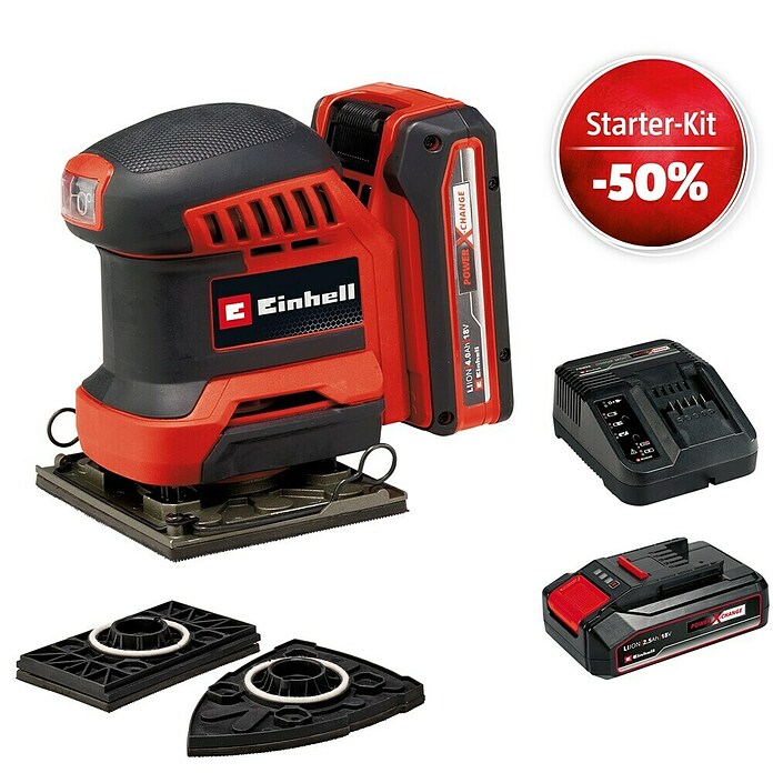 Einhell Power X-Change 18V Maschinenpaket (Akku-Schwingschleifer TE-OS 18/113 3X LI + Starter-Kit (-50%)) | BAUHAUS