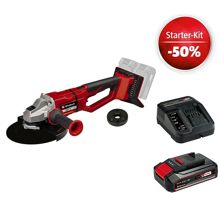 Einhell Power X-Change 18V Maschinenpaket (Akku-Winkelschleifer Axxio 36/230 Q + Starter-Kit (-50%)) | BAUHAUS