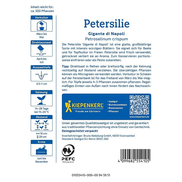 Kiepenkerl Profi-Line Kräutersamen Petersilie (Petroselinum crispum var. neapolitanum, Saatzeit: März, Erntezeit: Juni) | BAUHAUS