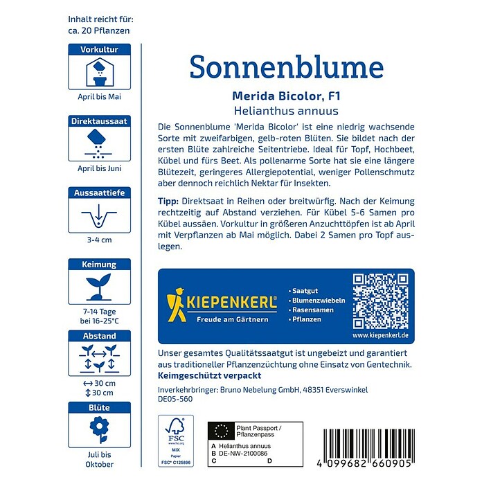 Kiepenkerl Profi-Line Blumensamen Sonnenblume Merida Bicolor (Helianthus annuus, Mehrfarbig) | BAUHAUS