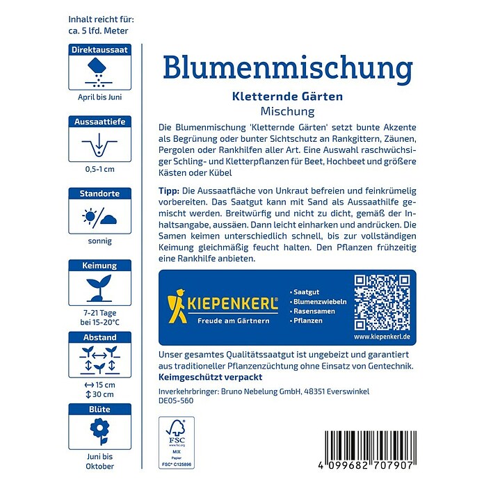 Kiepenkerl Profi-Line Blumensamenmischung Kletternde Gärten (Verschiedene Sorten, Mehrfarbig) | BAUHAUS